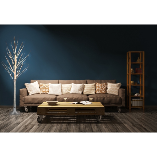 Hi-Line Gift Ltd Birch Tree On Metal Base In/Outdoor 120 LED 83 Inch High with 8 Lighting Modes