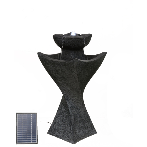 HI-LINE GIFT LTD  Solar-Powered Contemporary Pedestel Fountain With Cool Led Lights In White