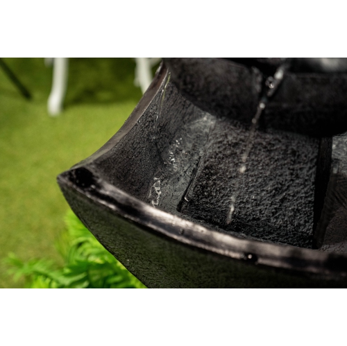 Hi-Line Gift Ltd Solar-Powered Contemporary Pedestel Fountain with Cool White LED Lights