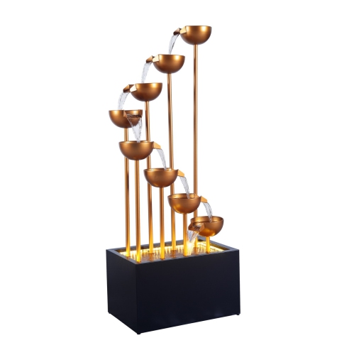 Hi-Line Gift Ltd Zinc Metal 8 Cups Fountain with LED Lights