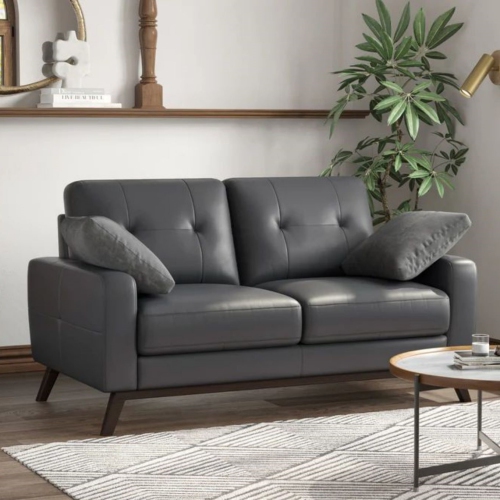 Valencia Francesca Mid Century Italy Made Top Grain Leather Sofa