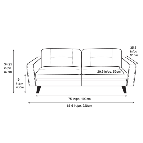 Valencia Francesca Mid Century Italy Made Top Grain Leather Sofa