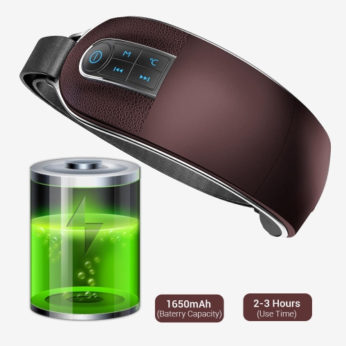 USB Powered Eye Massager with Heat, Air Pressure & Acupressure with 5 selectable preset massage modes- Black