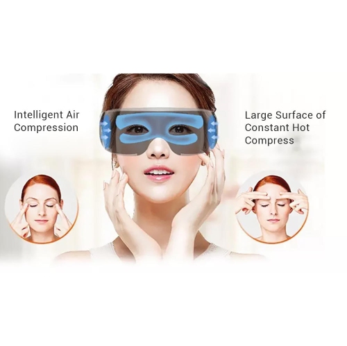 USB Powered Eye Massager with Heat, Air Pressure & Acupressure with 5 selectable preset massage modes- Black