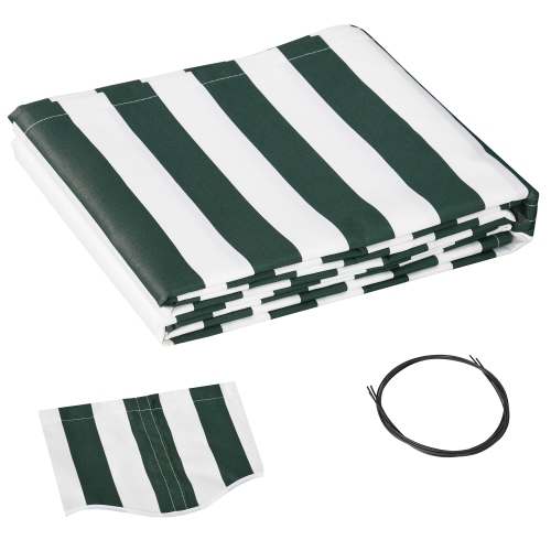 OUTSUNNY  11' X 10' Retractable Awning Fabric Replacement Outdoor Sunshade Canopy Awning Cover, Uv Protection And White In Green
