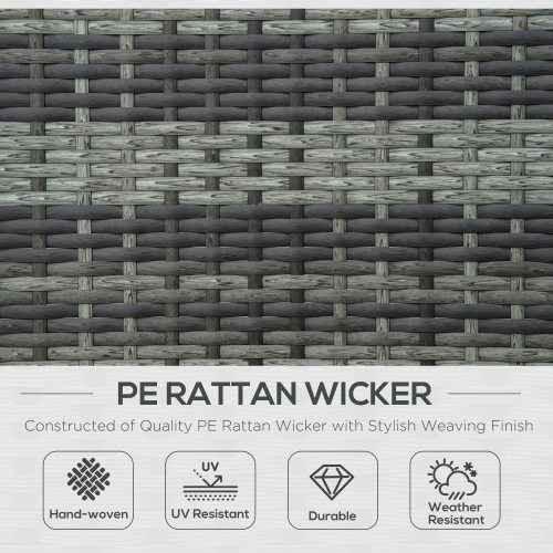 Outsunny Wicker Double Chaise Lounge Chair Outdoor Recliner 2 Person Rattan Patio Reclining Sunbed Furniture Cushioned w/Adjustable Backrest, Black,