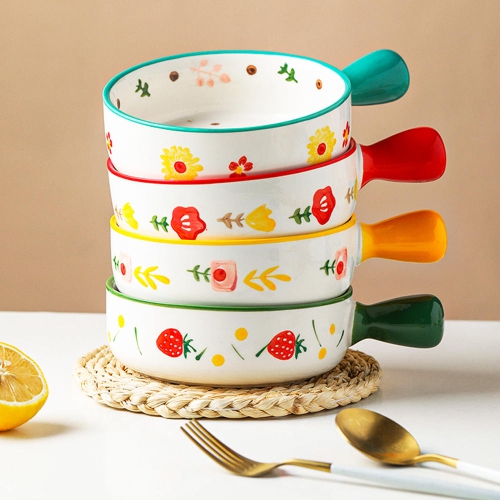 7 Colorful Cute Ceramic Dessert Bowls Salad Bowls Set Of 4 for Kitchen  Room- LIVINGbasics®