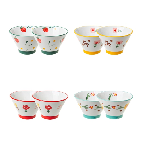7 Colorful Cute Ceramic Dessert Bowls Salad Bowls Set Of 4 for Kitchen  Room- LIVINGbasics®