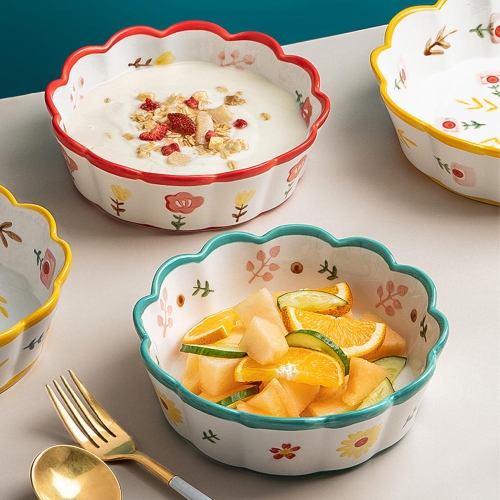 7 Colorful Cute Ceramic Dessert Bowls Salad Bowls Set Of 4 for