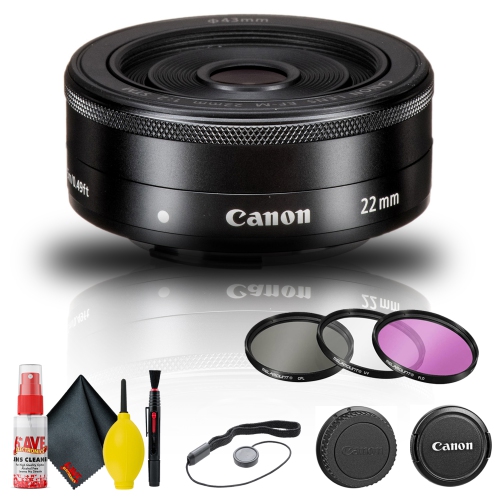 Canon EF-M 22mm f/2 STM Lens (5985B002) + Filter Kit + Cap Keeper