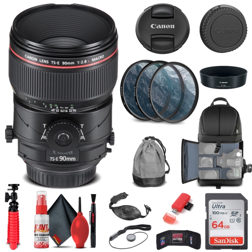 CANON  Ts-E 90MM F/2.8L Macro Tilt-Shift Lens (2274C002) + Filter Kit + More