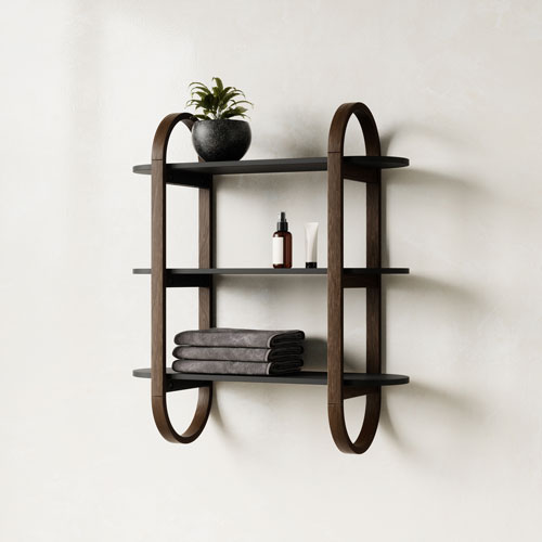Umbra Bellwood 30" 3-Shelf Wall Shelf - Balck/Walnut