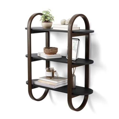 Umbra Bellwood 30" 3-Shelf Wall Shelf - Balck/Walnut