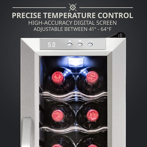 Ivation 12 Bottle Compressor Wine Cooler Refrigerator w/Lock | Large Freestanding Wine Cellar For Red, White, Champagne or Sparkling Wine | 41f-64f