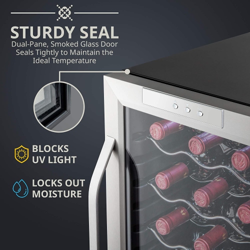 Ivation 18 Bottle Compressor Wine Cooler Refrigerator w/Lock | Large Freestanding Wine Cellar For Red, White, Champagne or Sparkling Wine | 41f-64f