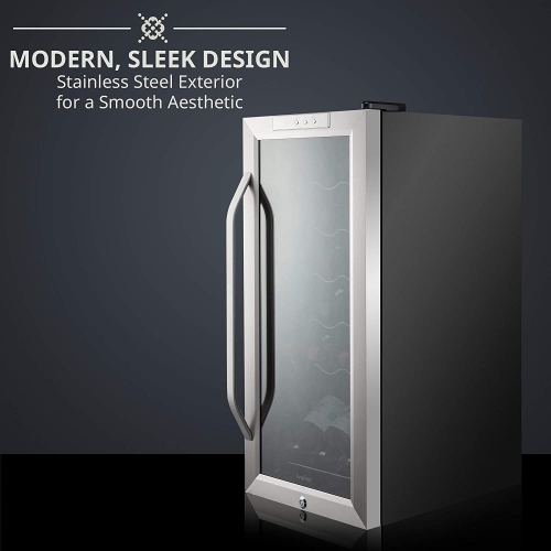 Ivation 18 Bottle Compressor Wine Cooler Refrigerator w/Lock | Large Freestanding Wine Cellar For Red, White, Champagne or Sparkling Wine | 41f-64f