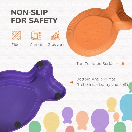 Outsunny 11pcs Balance Stepping Stones for Kids, Fish Style Non-slip Obstacle Course, Larger Size Stackable Balance Blocks Indoor Outdoor