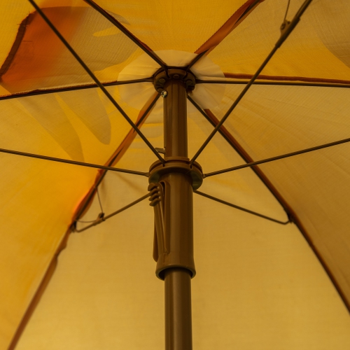 Outsunny Kids Folding Picnic Table and Chair Set Pattern Outdoor Garden Patio Backyard with Removable & Height Adjustable Sun Umbrella Brown