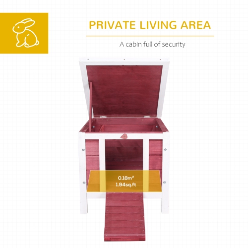 PawHut Wooden Rabbit Hutch Bunny Cage Outdoor Cat House Guinea Pig Cage Duck Shelter, Indoor Outdoor Use, 20"x16.5"x17", Red