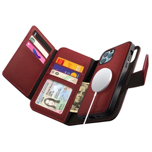 CASECO  Iphone 12 / 12 Pro - Magsafe Sunset Blvd Magnetic Wallet Case In Red