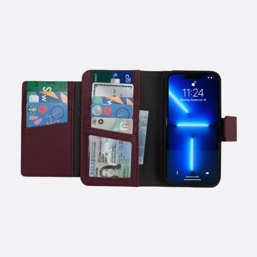 iPhone 13 - MagSafe Sunset Blvd Magnetic Wallet Case, Red - 8 Card Slot