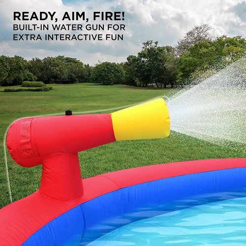 Sunny & Fun Deluxe Inflatable Water Slide Park – Heavy-Duty Nylon Bouncy Station for Outdoor Fun - Climbing Wall, Slide, & Splash Pool – Easy to Set