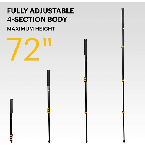 KODAK PhotoGear 72” Portable Monopod | 21”-70” Lightweight Aluminum Monopod | 4-Section Flip Lock Adjustment, Smartphone Adapter, Rubber Foot with