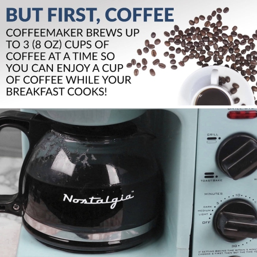 Nostalgia Retro 3-in-1 Family Size Breakfast Station, Aqua