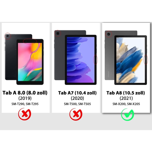 【CSmart】 360 Rotating PU Leather Stand Tablet Case Smart Cover for Samsung Tab A8 10.5", X200 / X205, Red