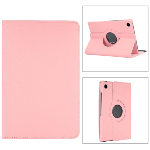 CSMART  【】 360 Rotating Pu Leather Stand Tablet Case Smart Cover for Samsung Tab A8 10.5" (2021), X200 / X205, Light In Pink