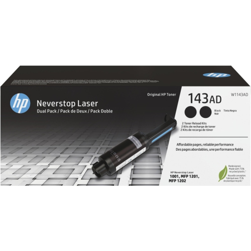 HP 143AD Dual Pack Black Original Neverstop Toner Reload Kit -