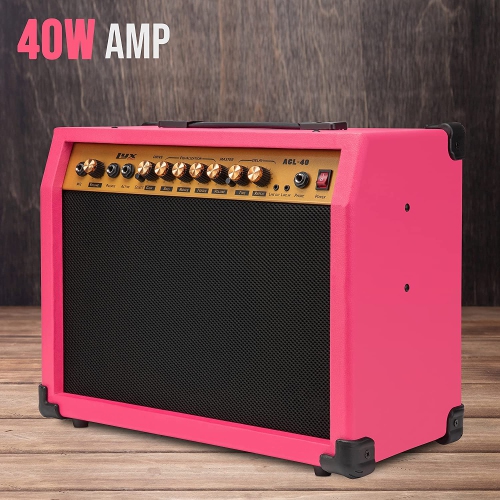 LyxPro 40 Watt Electric Guitar Amplifier | Combo Solid State Studio Amp with 8” 4-Ohm Speaker, Custom EQ Controls, Drive, Delay, ¼”