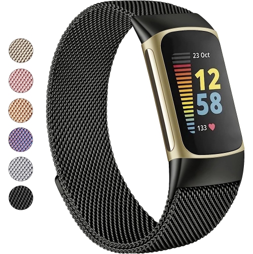 Remplacement du bracelet magnétique ajustable en acier inoxydable avec bracelet maillé pour charge 5 de Fitbit