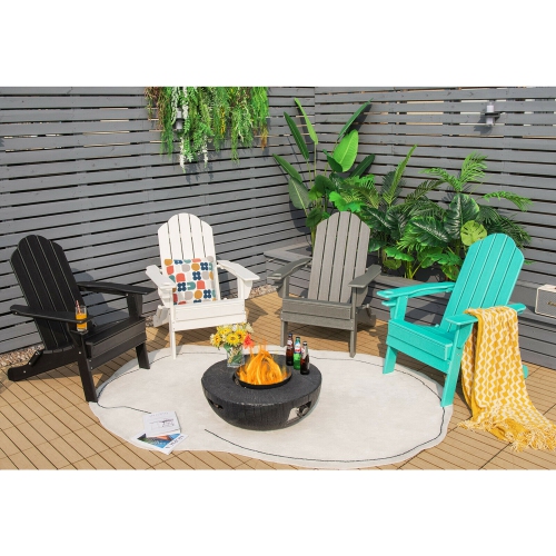 Gymax 2PCS Patio Folding Adirondack Chair Weather Resistant Cup Holder Yard