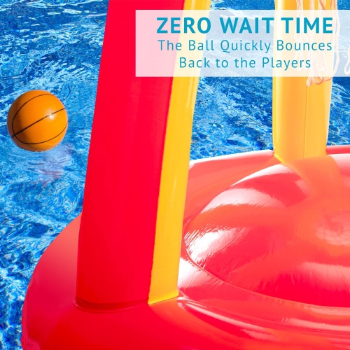 Ivation Inflatable Floating Basketball Hoop & Blow Up Ball for Swimming Pool & Water Sports – Includes Hand Pump – Exciting, Fun Summertime Water