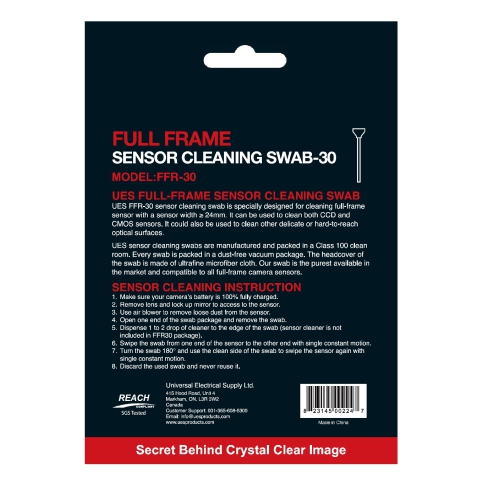 UES FFR30 DSLR or SLR Digital Camera Cleaning Swabs for Full-Frame Sensors Cleaning Value Package
