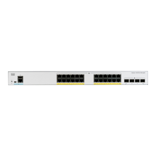 Cisco Catalyst 1000-24P-4G-L - Switch - managed - 24 x 10/100/1000 + 4 x Gigabit SFP (uplink) - rack-mountable - PoE+ (195 W) (C1000-24P-4G-L)