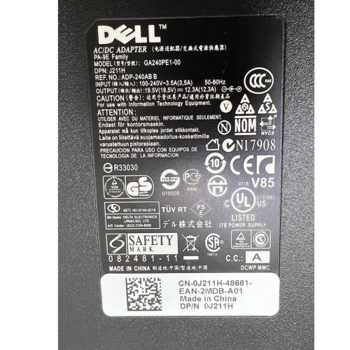 Dell 240W large pin 7.4*5.0mm Original charger 1XRN1, 0J211H, GA240PE1-00 for Dell Precision, Vostro, Latitude, XPS and Studio