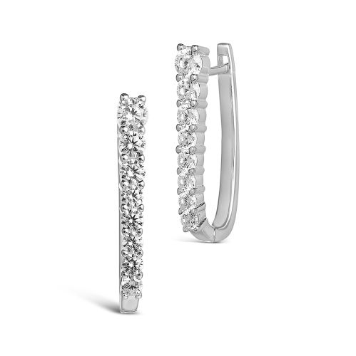 Sterling Silver Graduated Cz Hinged Hoops