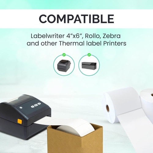 MotionGrey 12 Pack 4x6 Direct Thermal Shipping Labels 500 Labels/Roll, White Permanent Adhesive, Compatible with Rollo Zebra Printers for UPS FedEx