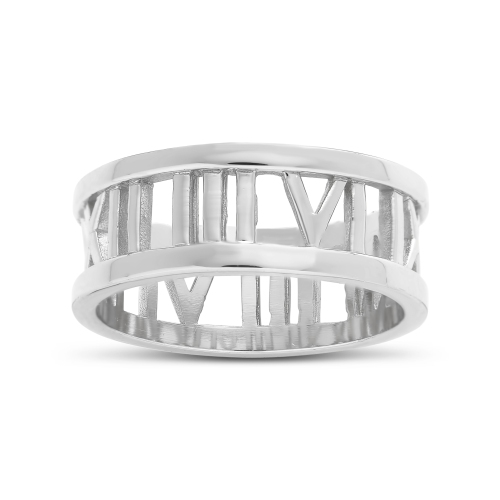 Sterling Silver Roman Numeral Band Ring