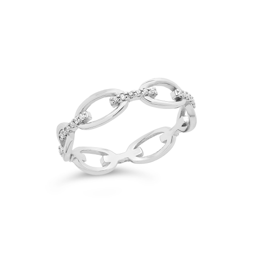 Sterling Silver Cz Open Chain Link Ring