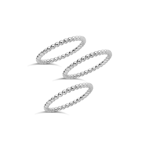 Sterling Silver Beaded Ring Set Of 3