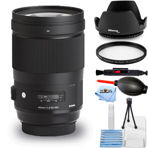 Sigma 40mm f/1.4 DG HSM Art Lens for Nikon F 332955 - Essential UV Filter Bundle