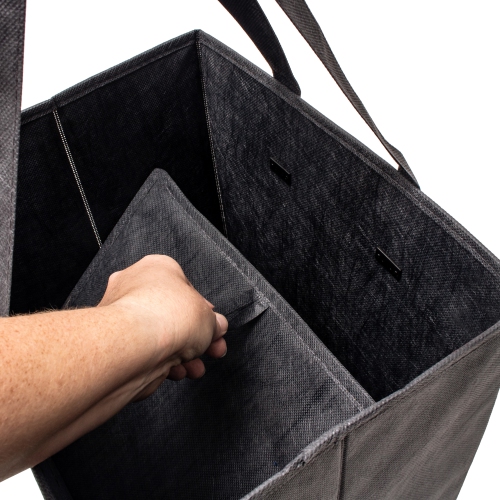 Planet E Reusable Foldable Washable Grocery Shopping Bags with Reinforced Bottoms Charcoal