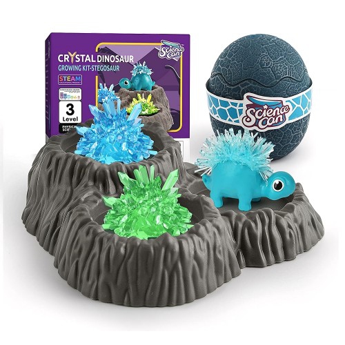 Science Can Crystal Growing Kit for Kids, Crystal Dinosaur Science Kits for Kids Ages 8+(Blue)
