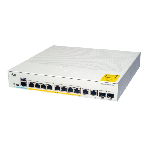 Cisco Catalyst 1000-8FP-2G-L - Switch - managed - 8 x 10/100/1000 + 2 x combo Gigabit SFP (uplink) - rack-mountable - PoE+ (120 W) (C1000-8FP-2G-L)