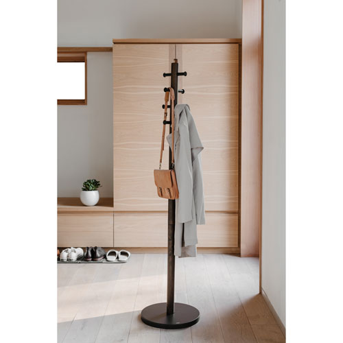 Umbra Pillar Wood Coat Rack - Black/Walnut