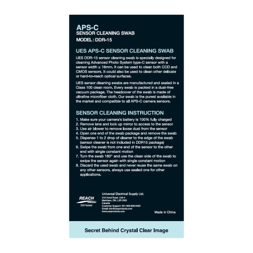 UES DDR15 DSLR or SLR Digital Camera Cleaning Swabs for APS-C Sensors Cleaning