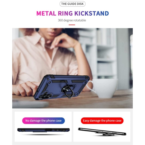 【CSmart】 Étui rigide magnétique hybride anti-chute avec support pour anneau pour Samsung Galaxy A13 5G / A04s, Marine